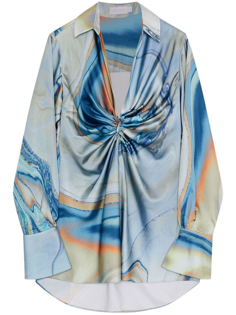 Roma gathered-detail shirt dress - Blue