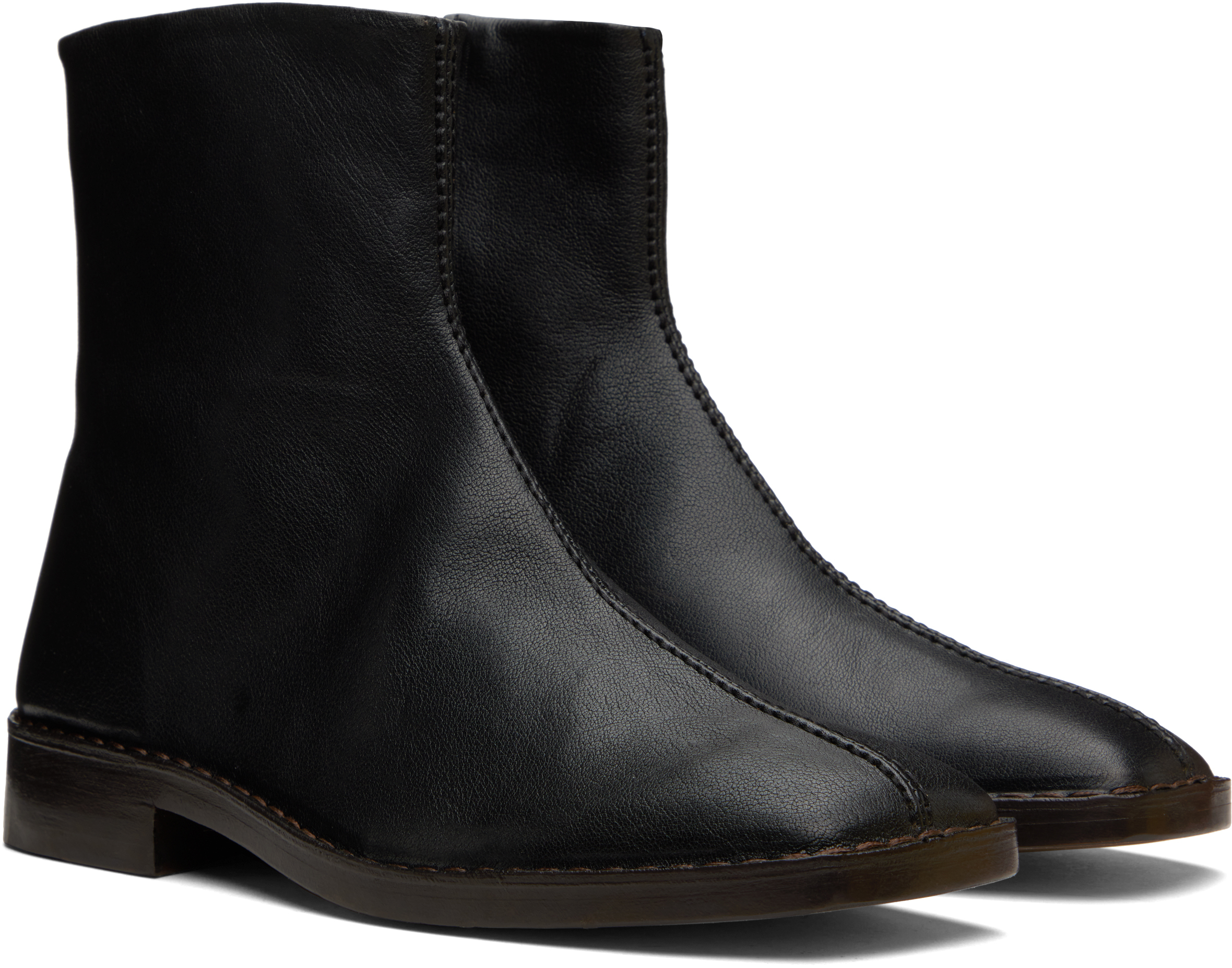 LEMAIRE Black Piped Zipped Boots