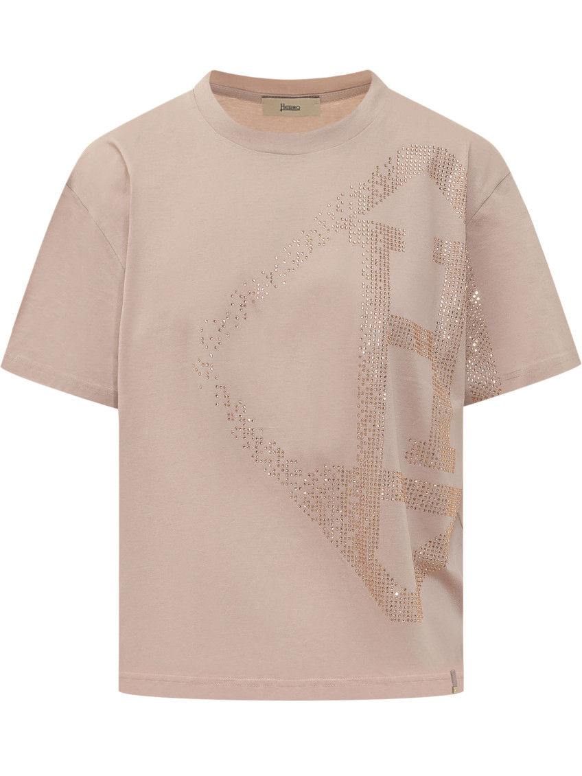 Pink Embellished Crew Neck T-Shirt