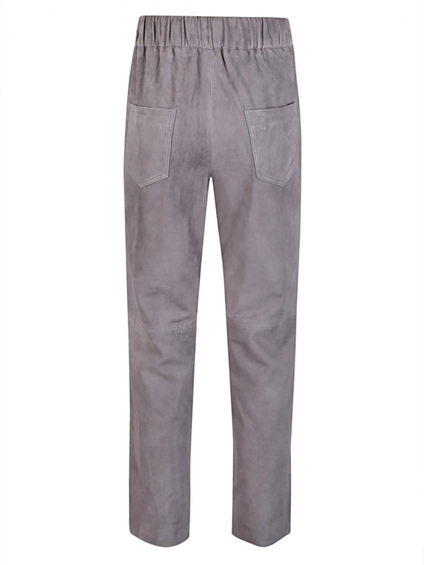 Light Grey Elastic Waist Suede Trousers