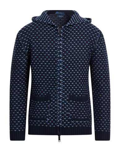 Man Cardigan Navy Size L Merino Wool, Polyamide