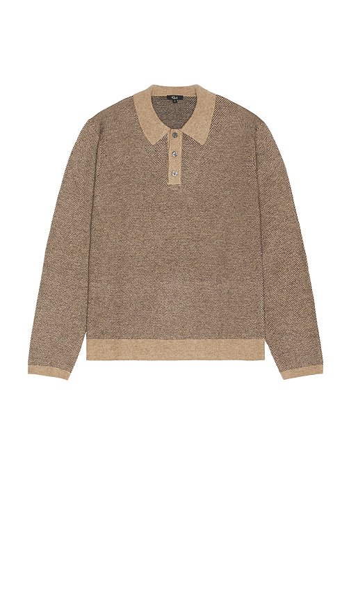 Rails Anders Long Sleeve Polo in Flax Navy. S also in L, M, XL/1X