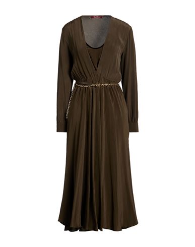 Woman Midi dress Military green Size 6 Silk