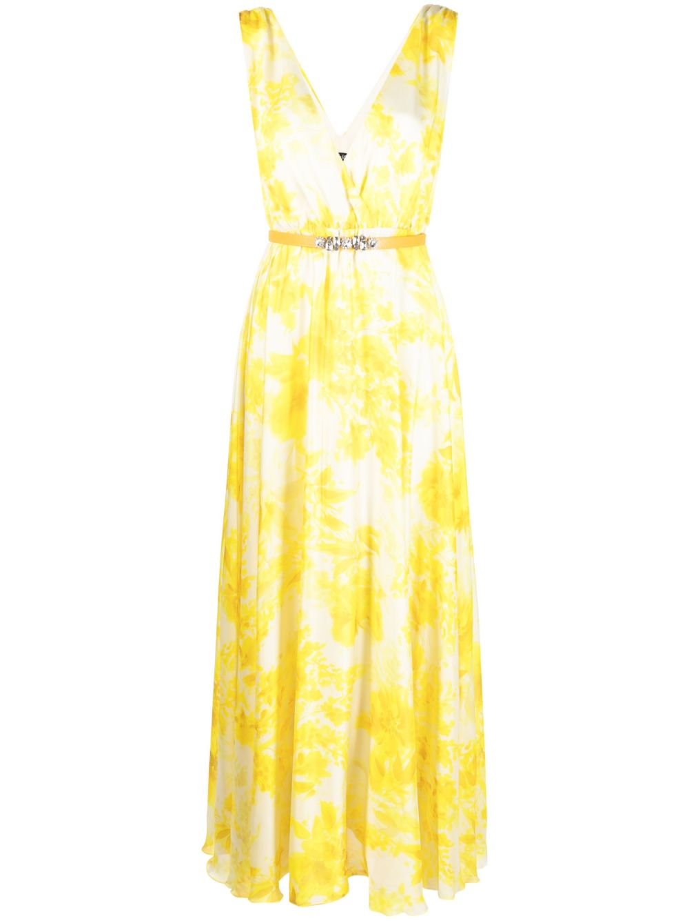 Floral print satin dress - Yellow