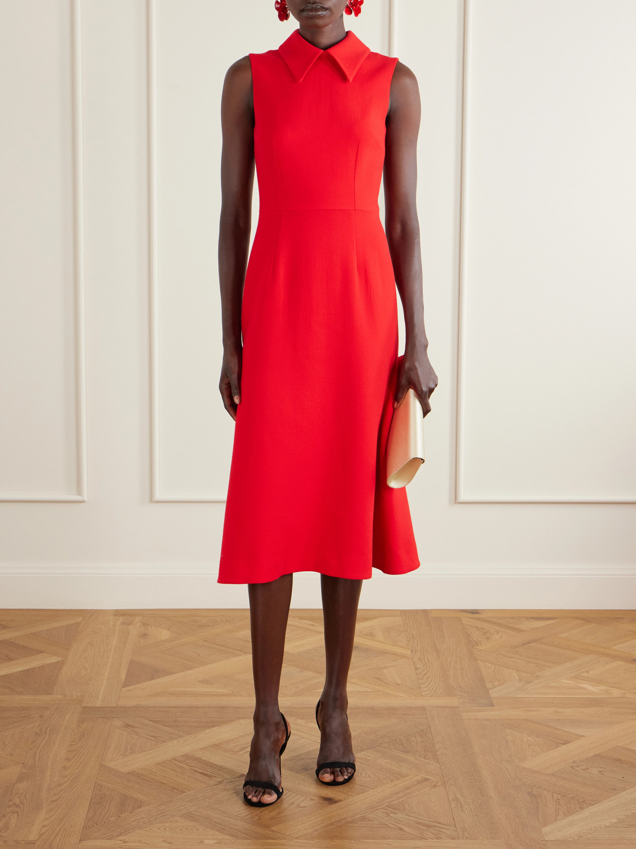 Leontine Wool-crepe Midi Dress - Red