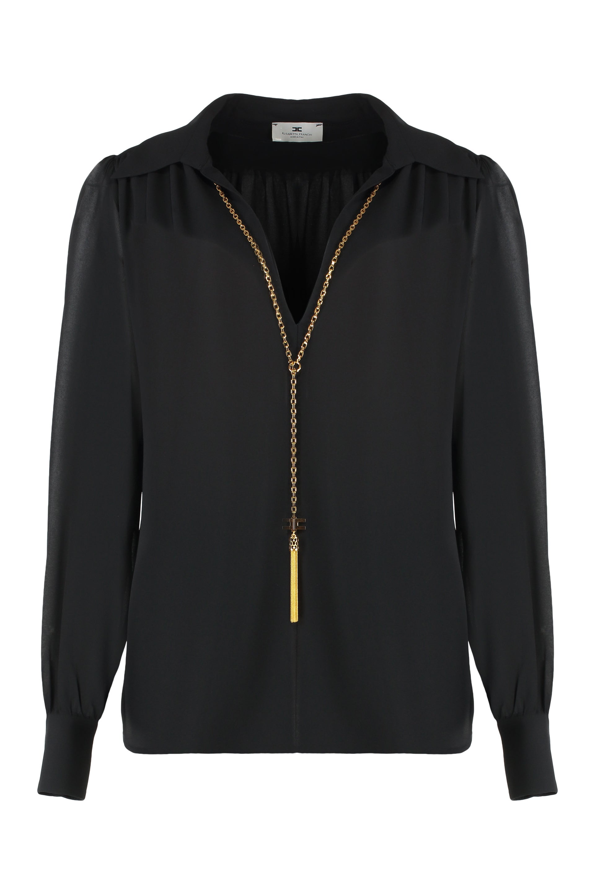 Georgette Shirt with Removable Logo Necklace
