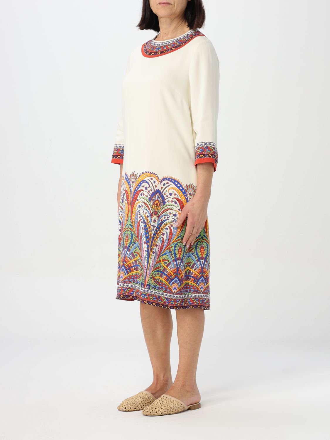 Paisley-print cady dress - White