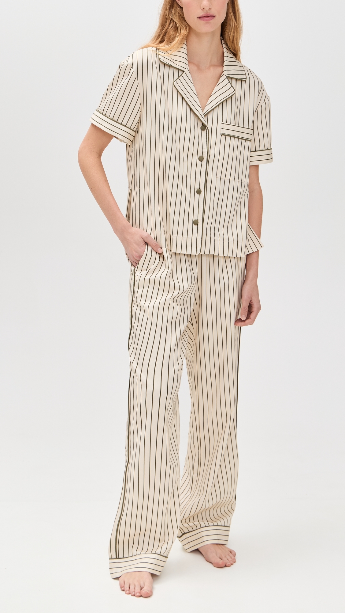 Short Sleeve Shirt Matcha Stripe