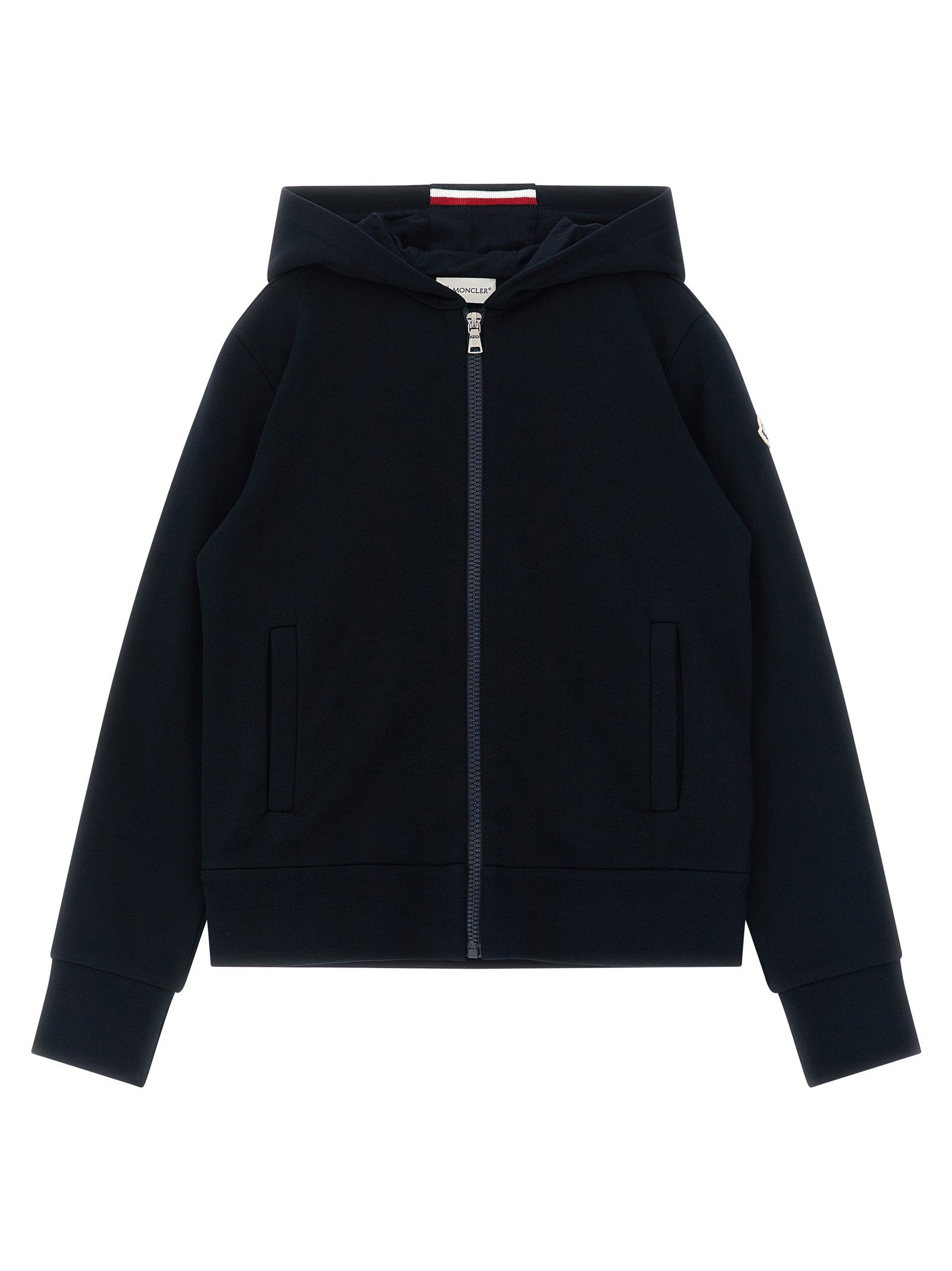 Logo-Patch Brushed Cotton Hoodie — Black