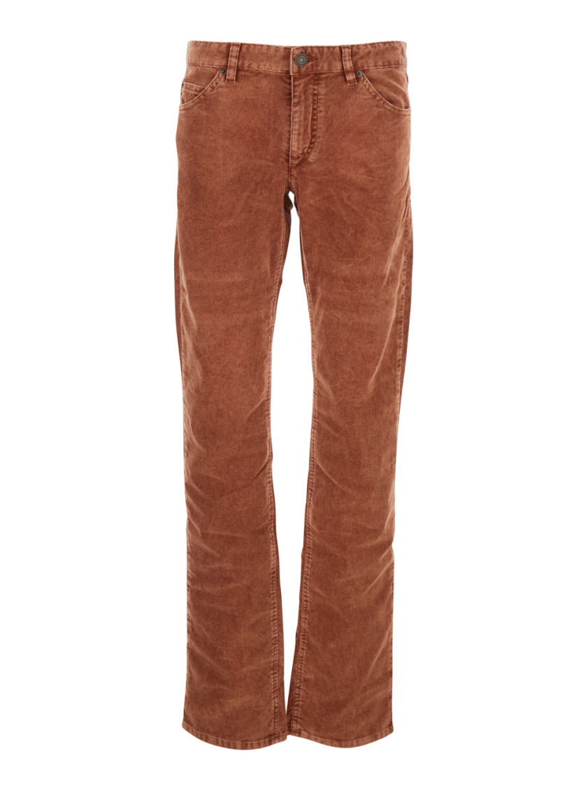 Orange Straight Flat Front Pants