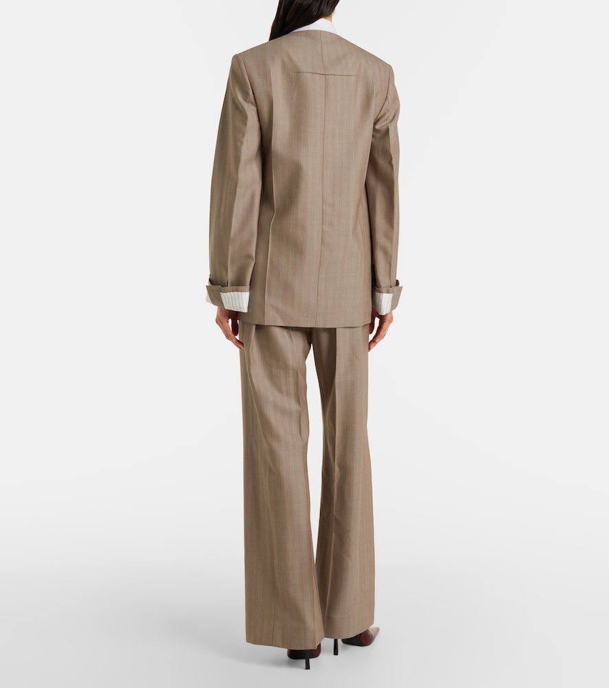 Herringbone virgin wool pleated pants
