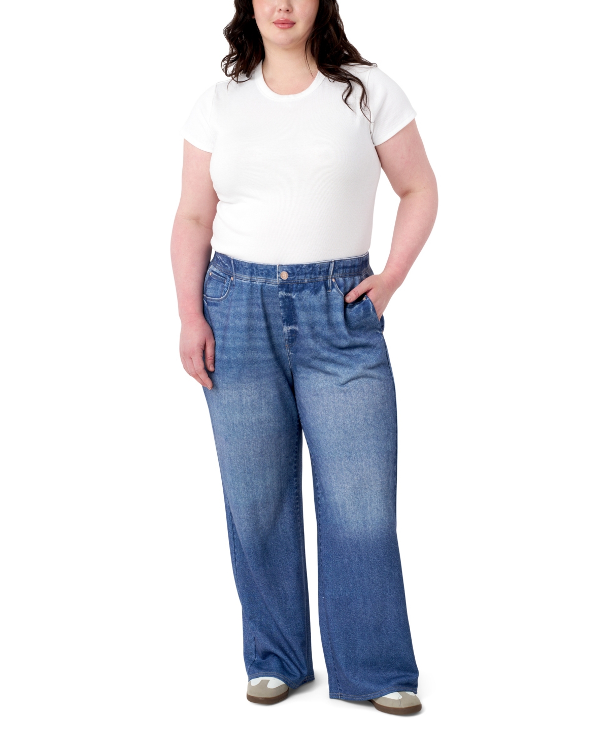Plus Size Denim Sweatpant Wide Leg Jean - Saltaire