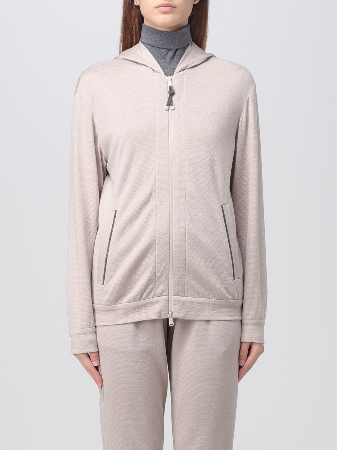 Sweatshirt in cotton and silk blend and Precious detail