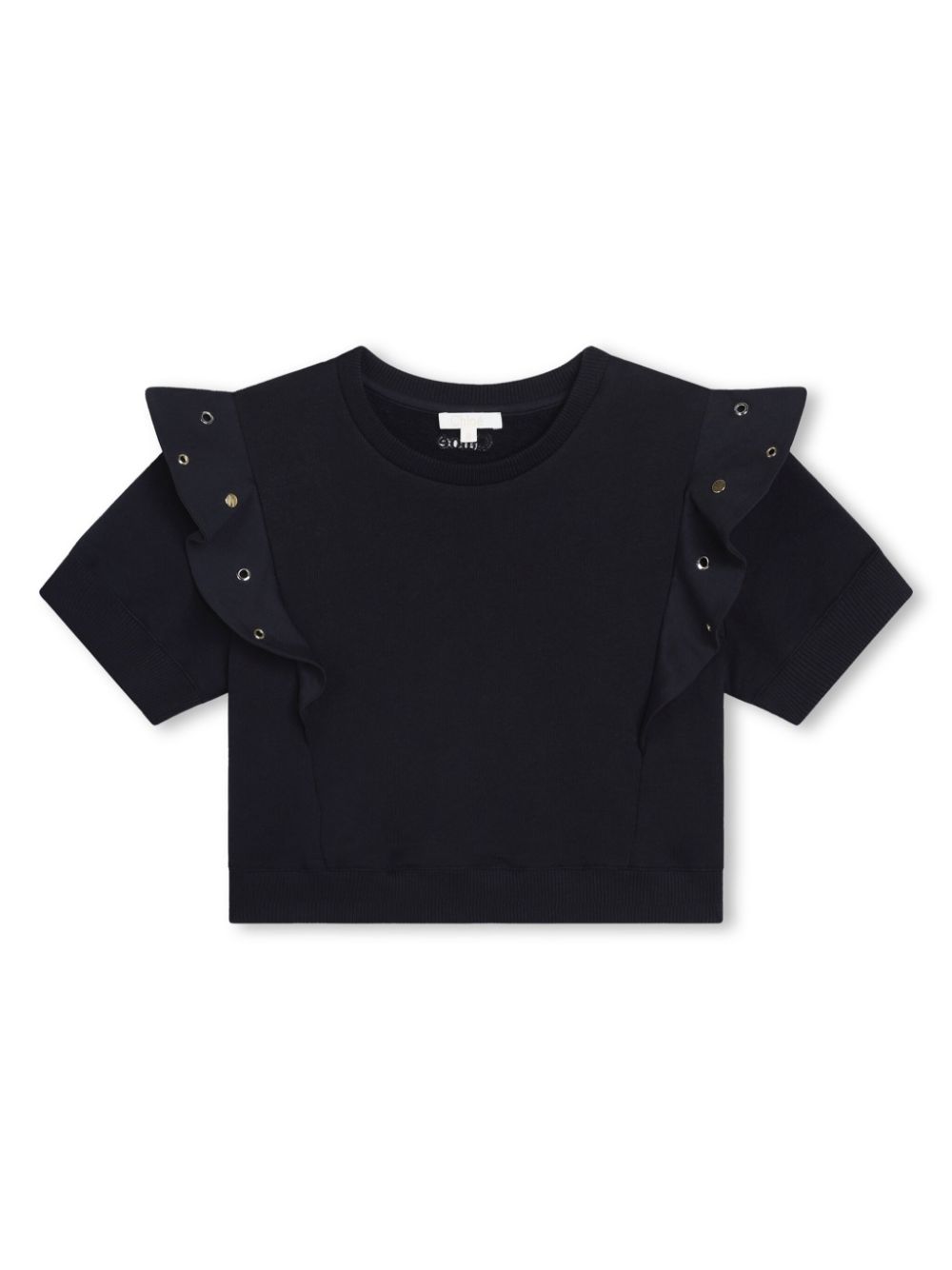 Ruffled cotton T-shirt - Blue