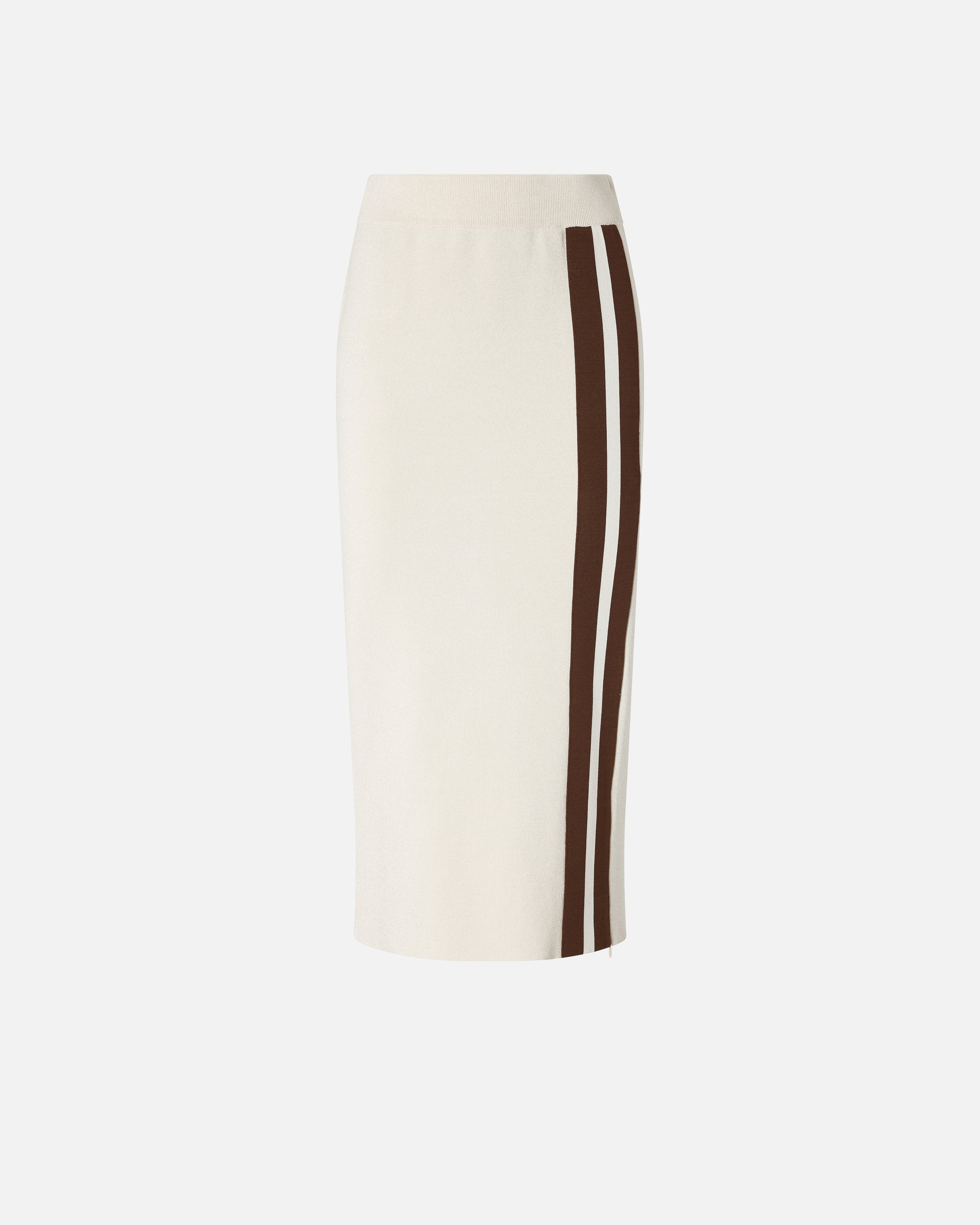Slim-fitting midi skirt with contrasting bands - L
