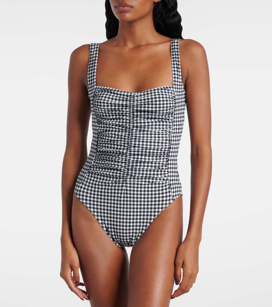 Ruched gingham swimsuit