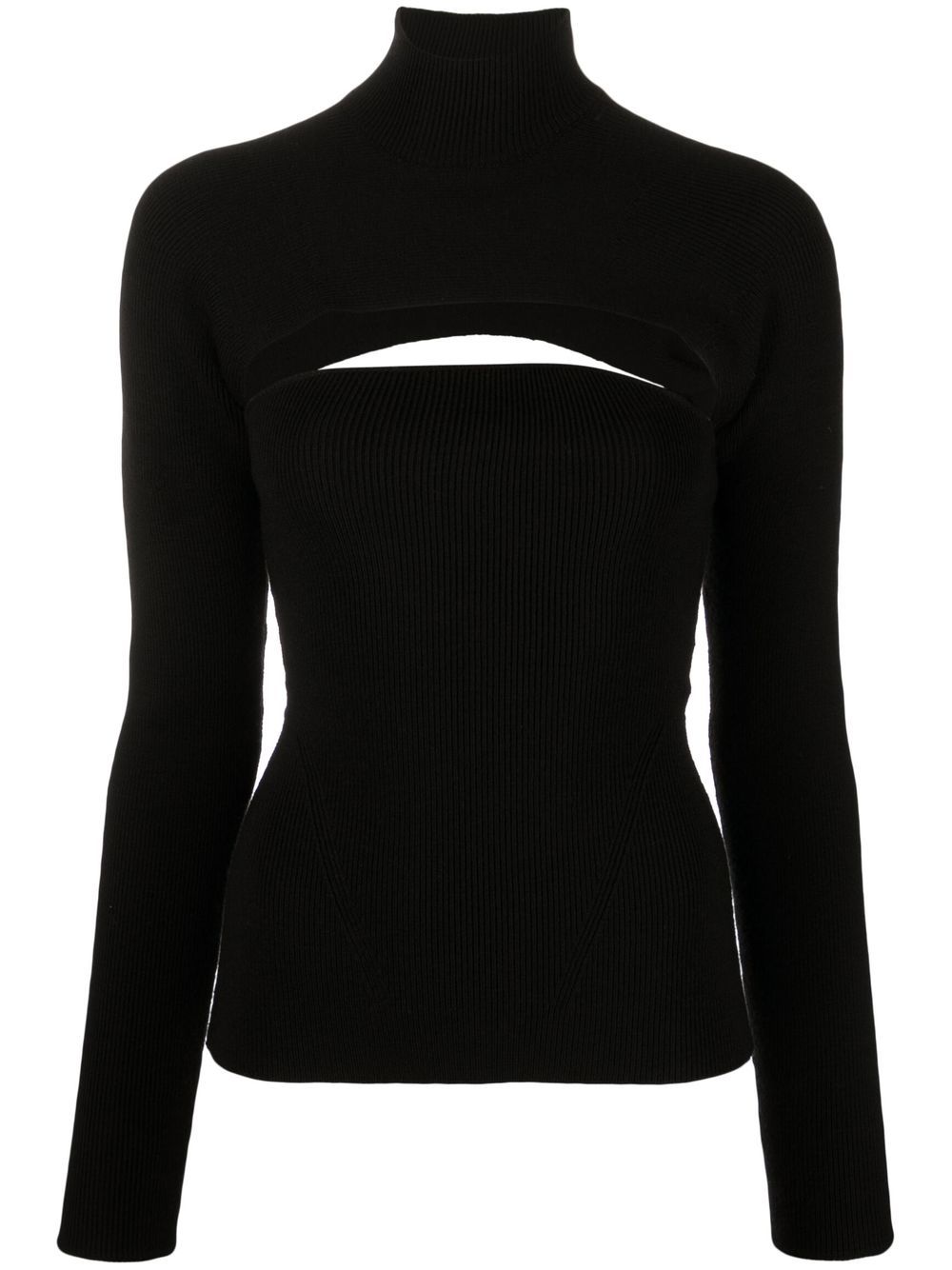 Cut-out virgin wool-blend jumper - Black