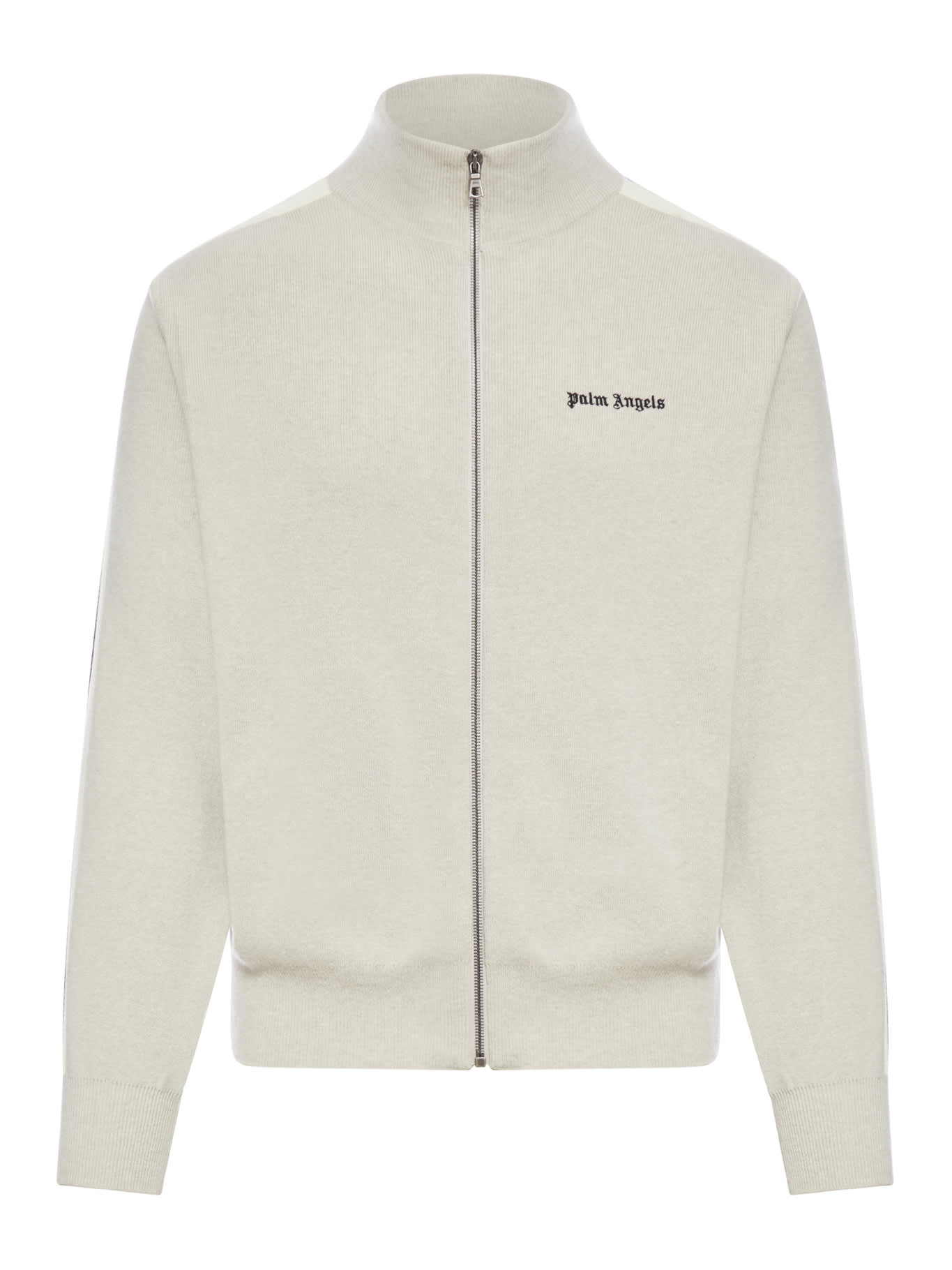 Logo-embroidered knit jacket - Neutrals