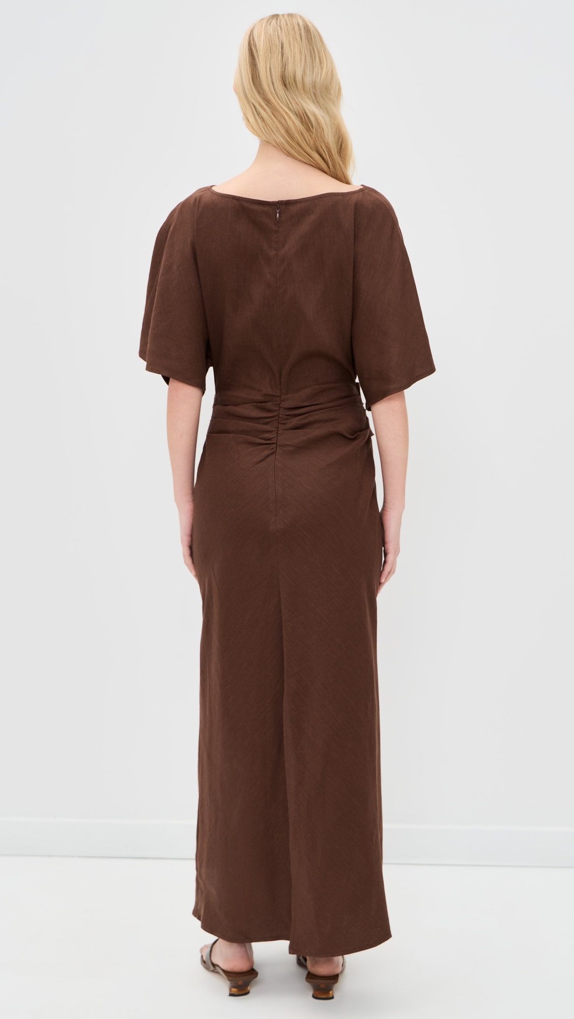 Amelie Linen Dress Dark Oak