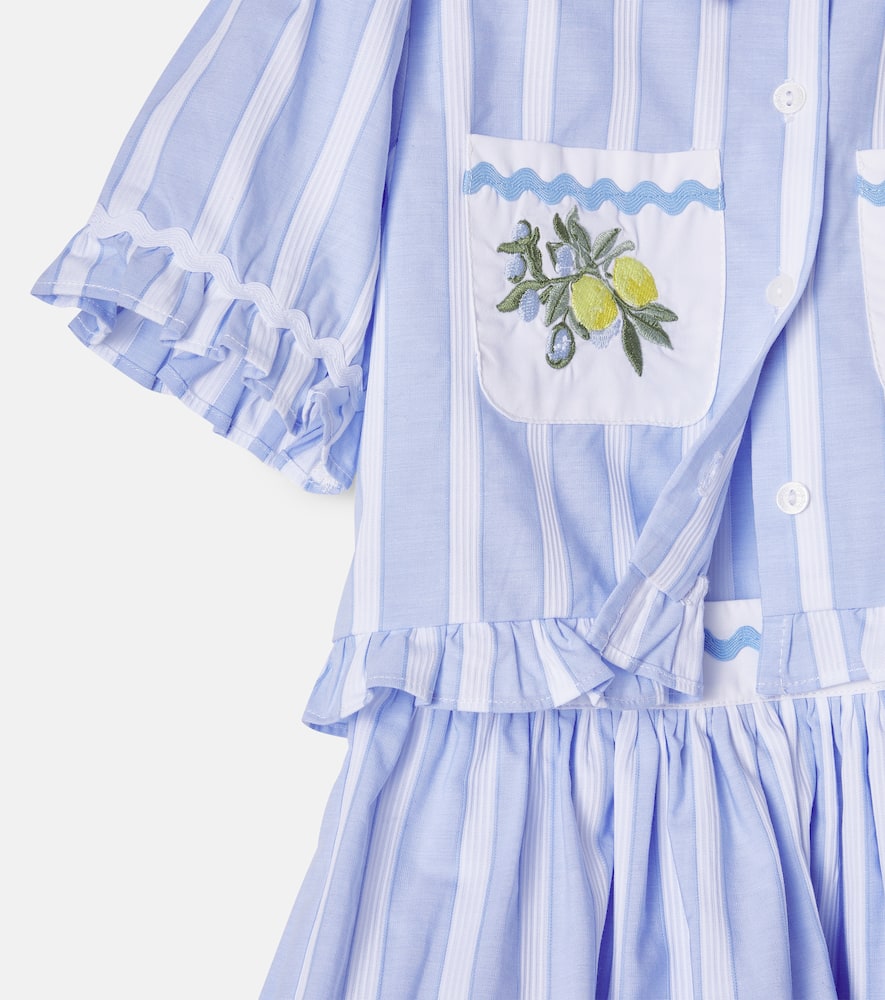 Striped cotton shirt and skirt set