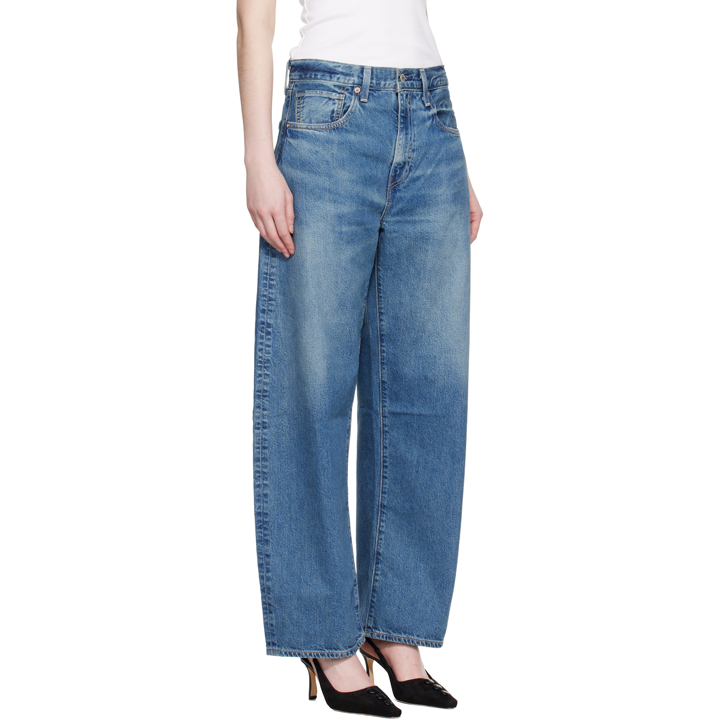Blue Drop Barrel Jeans