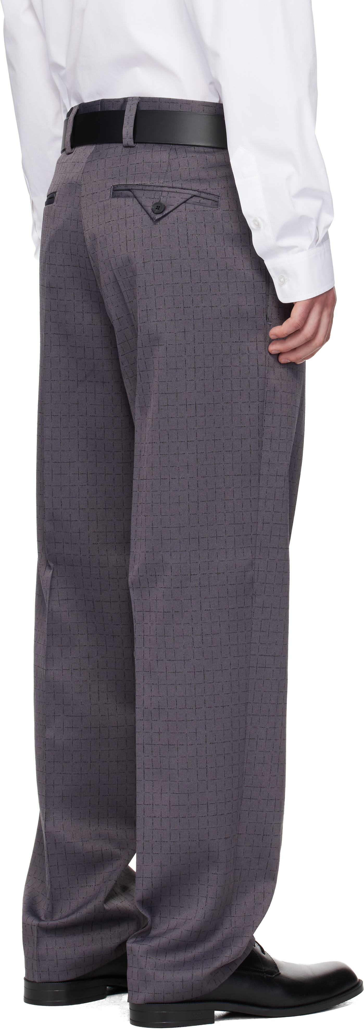 Gray Checked Modern-Fit Trousers