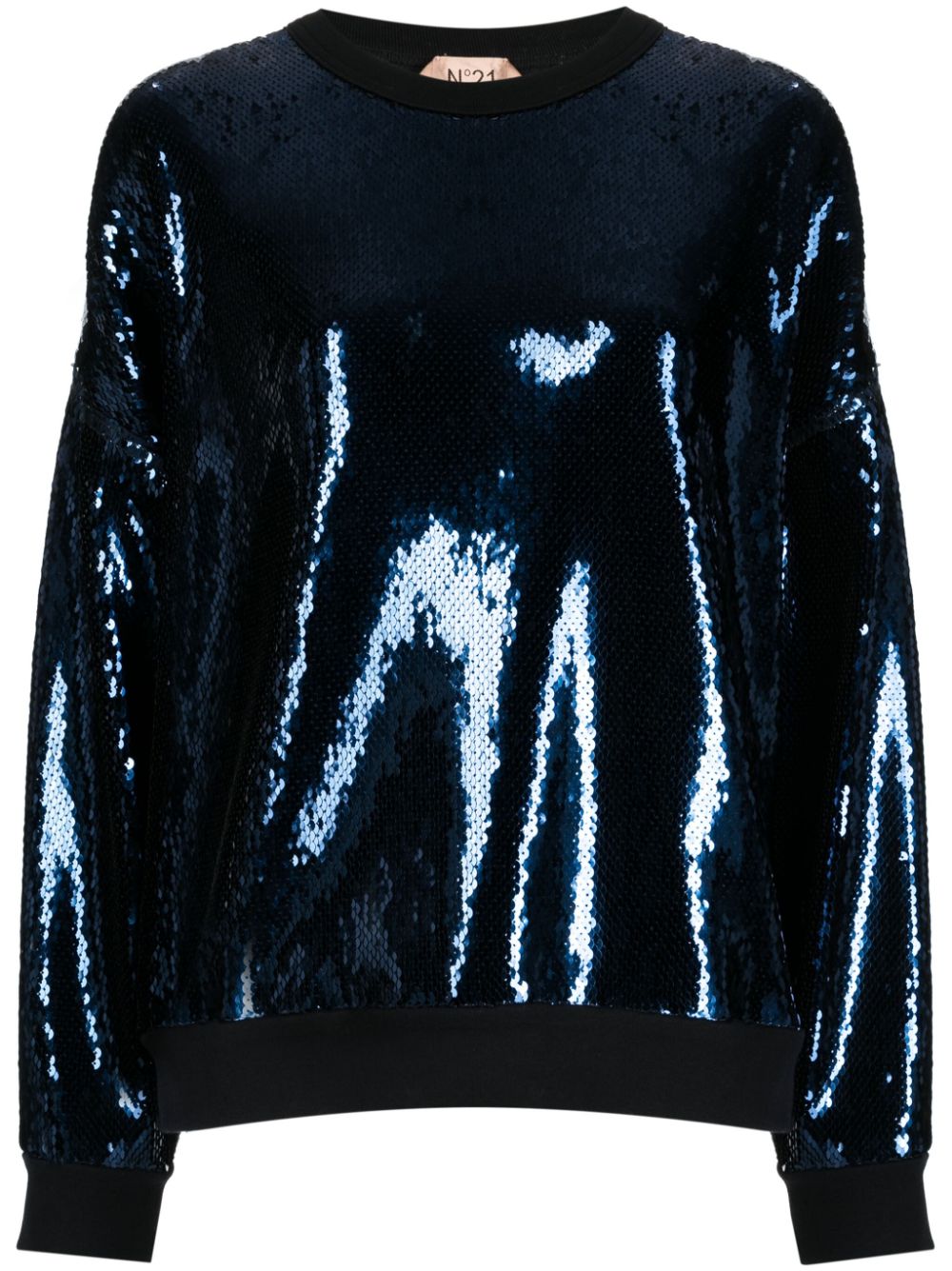 Sequin crew-neck sweatshirt - Blue