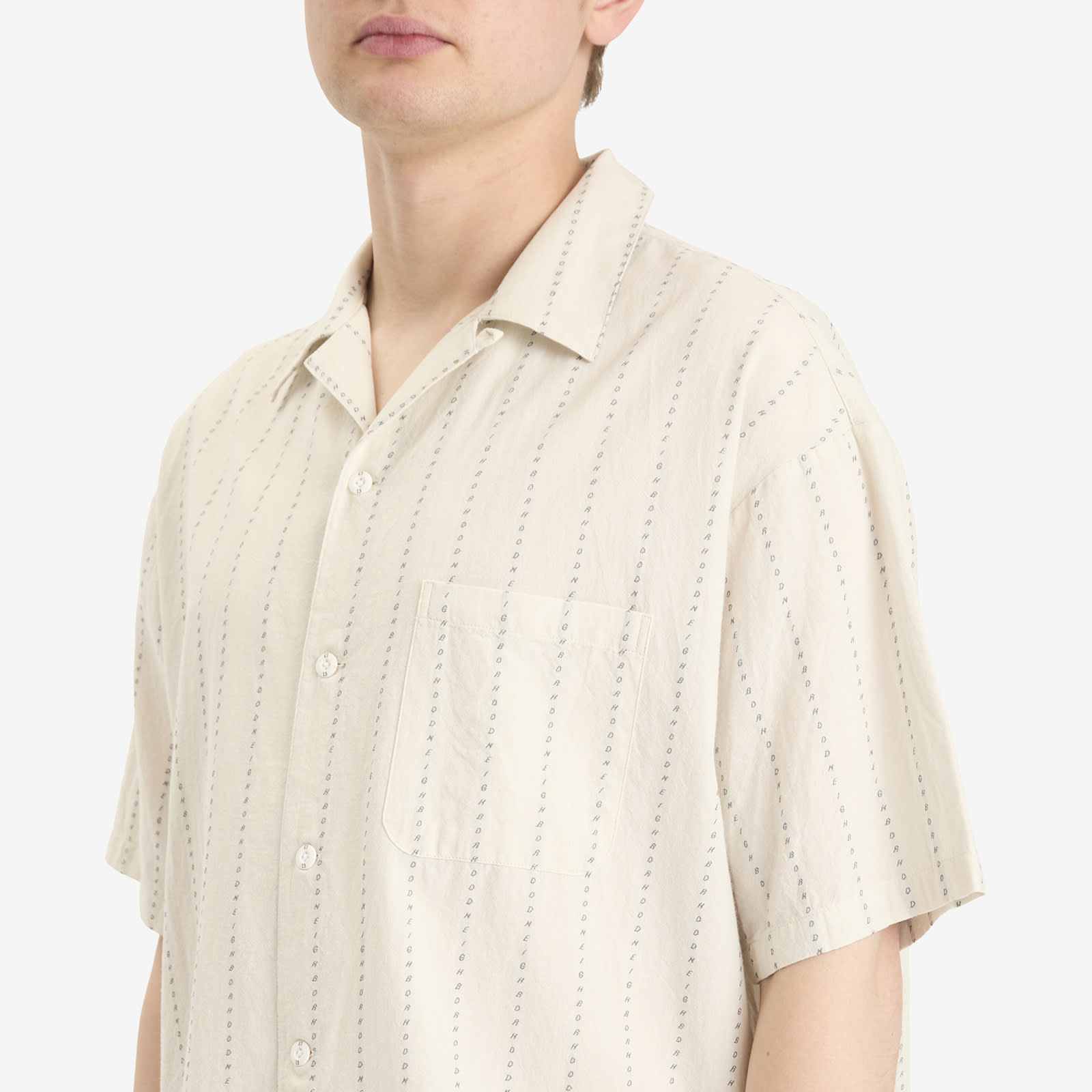 Men's Dobby Stripe Hawaiian Shirt Ivory