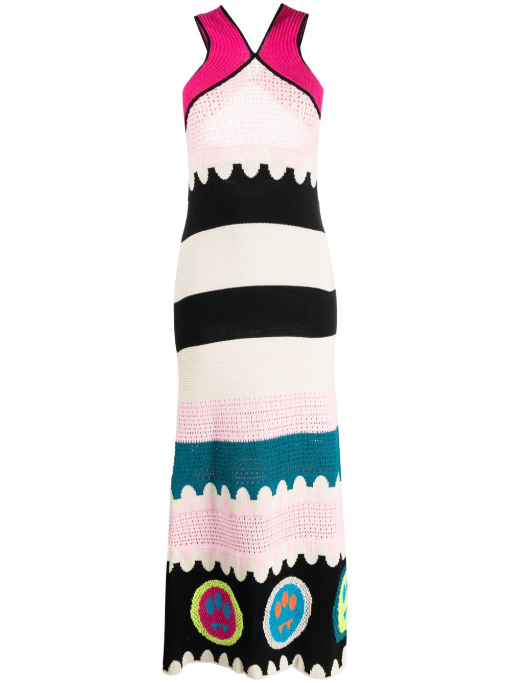 Logo-jacquard knitted maxi dress - Black