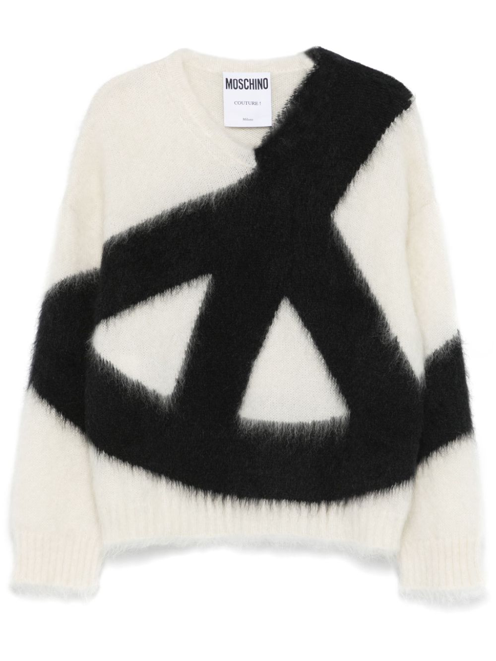 Brushed mohair-wool blend jumper - Black