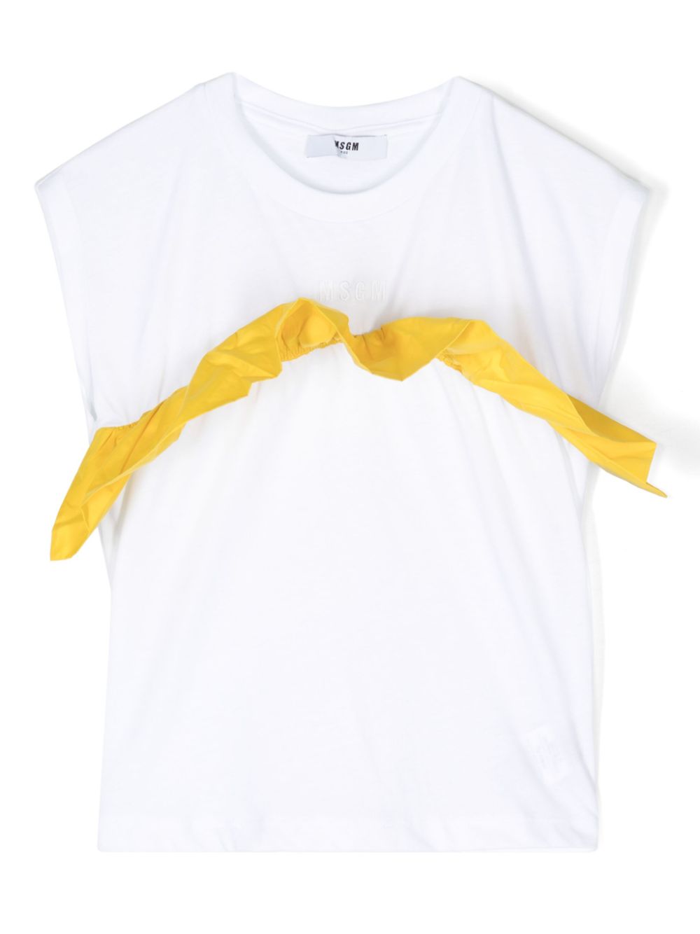 Ruffled-detail cotton T-shirt - White