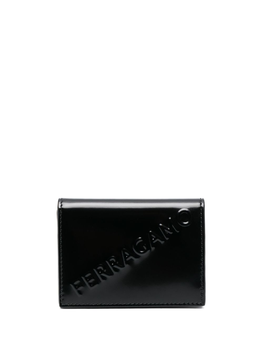Logo-embossed leather cardholder - Black