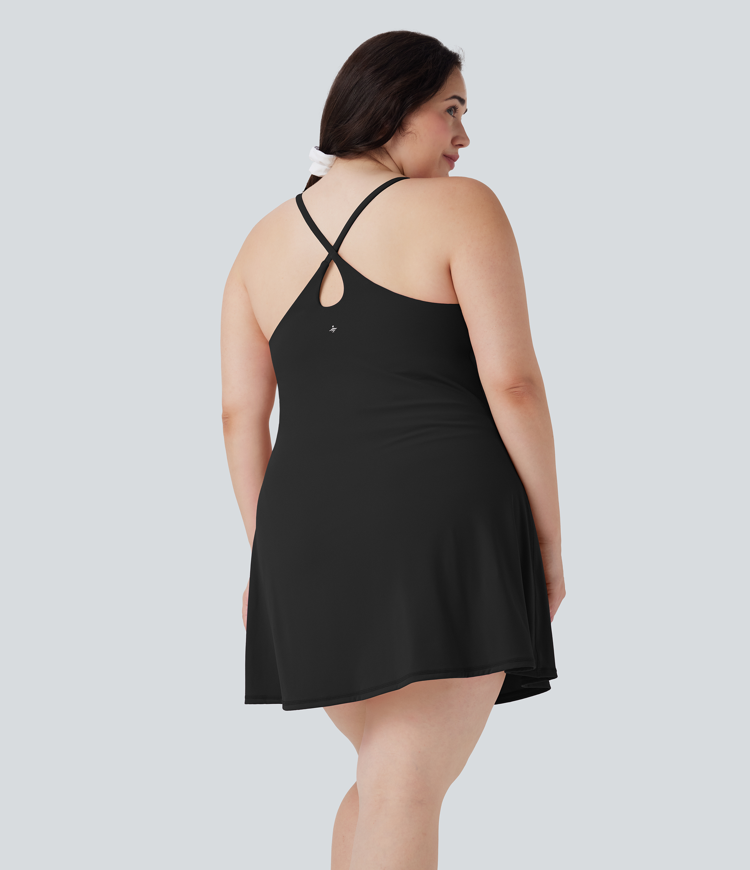 SoftlyZero™ Plush Active Plus Size Dress-Longer Length-Easy Peezy Edition Workout Dress - Black