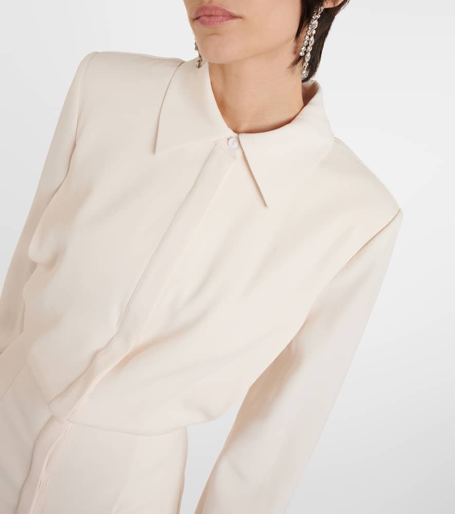 Roland Mouret Feather-trimmed crêpe maxi shirt dress