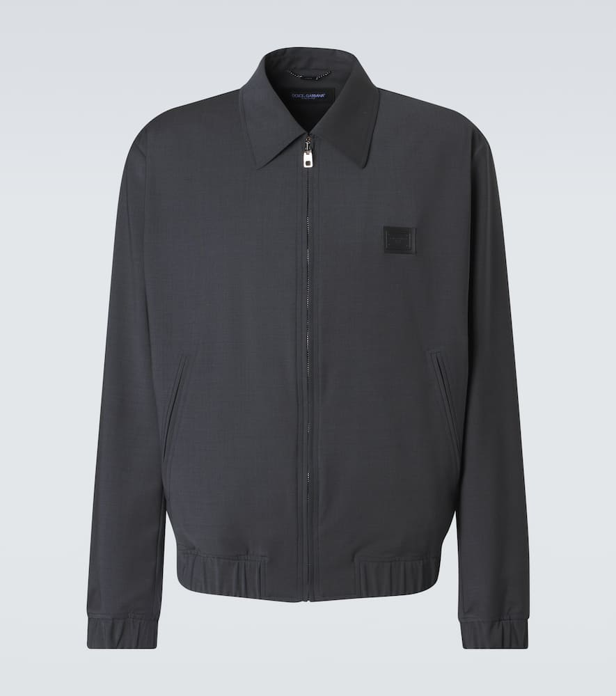 Logo wool-blend blouson jacket
