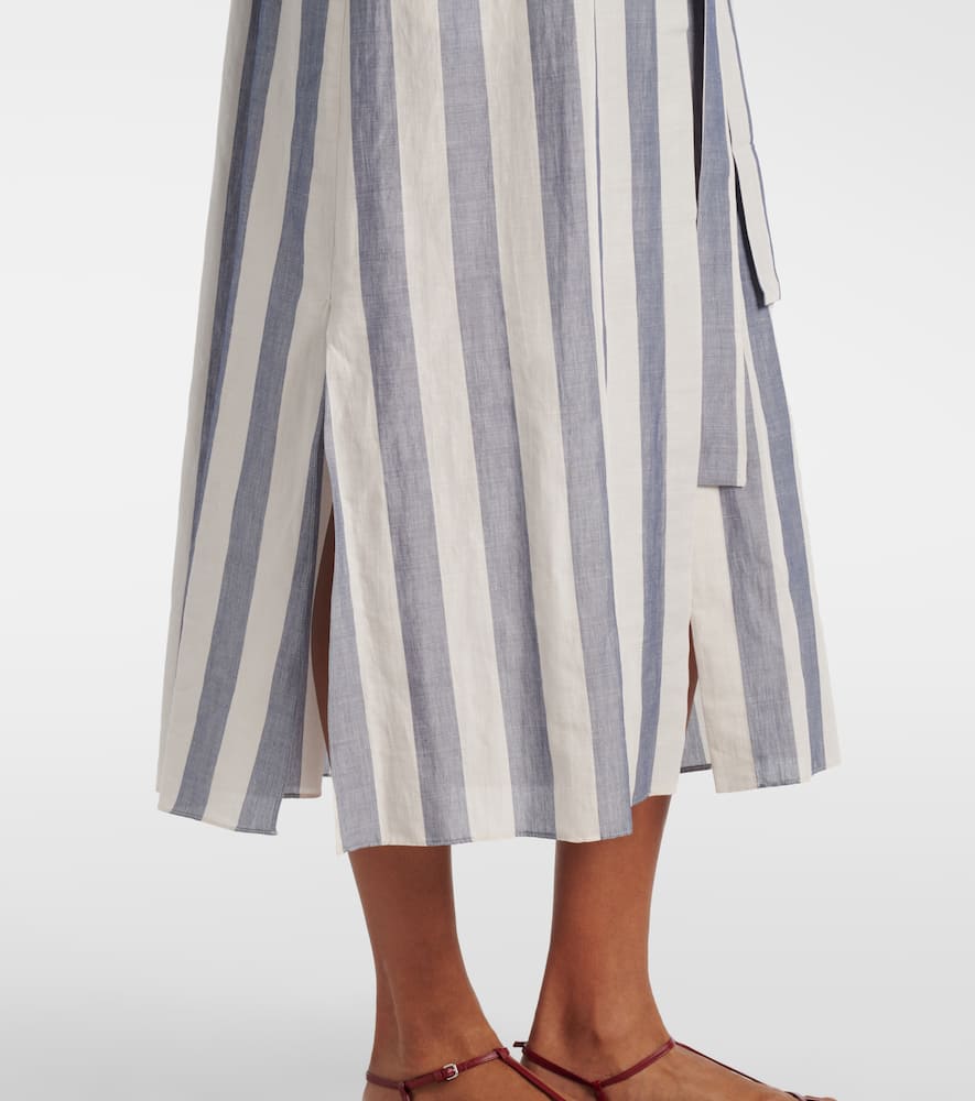 Rima striped ramie and cotton midi dress