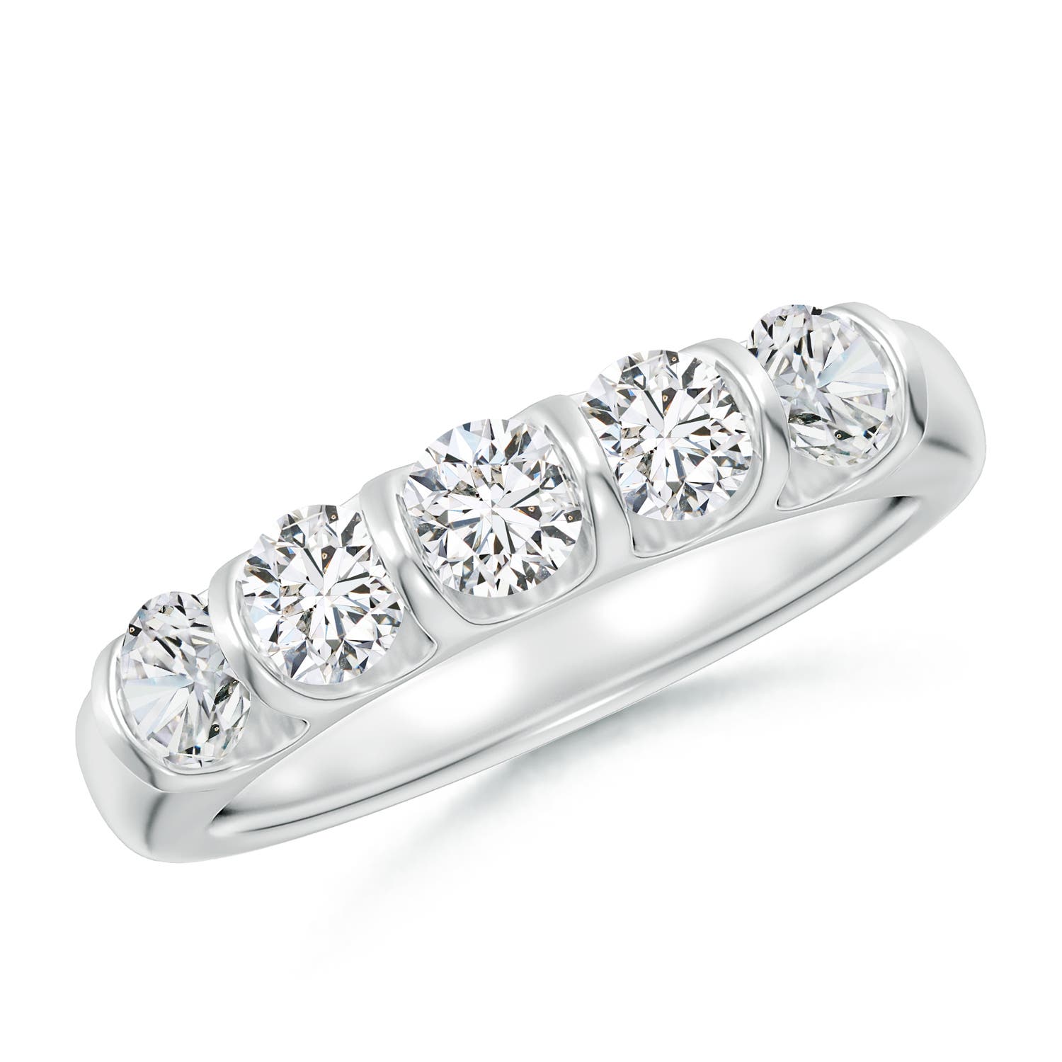 Angara 1.0 Carat Bar Set Five Stone Round Diamond Wedding Ring for Her in Platinum