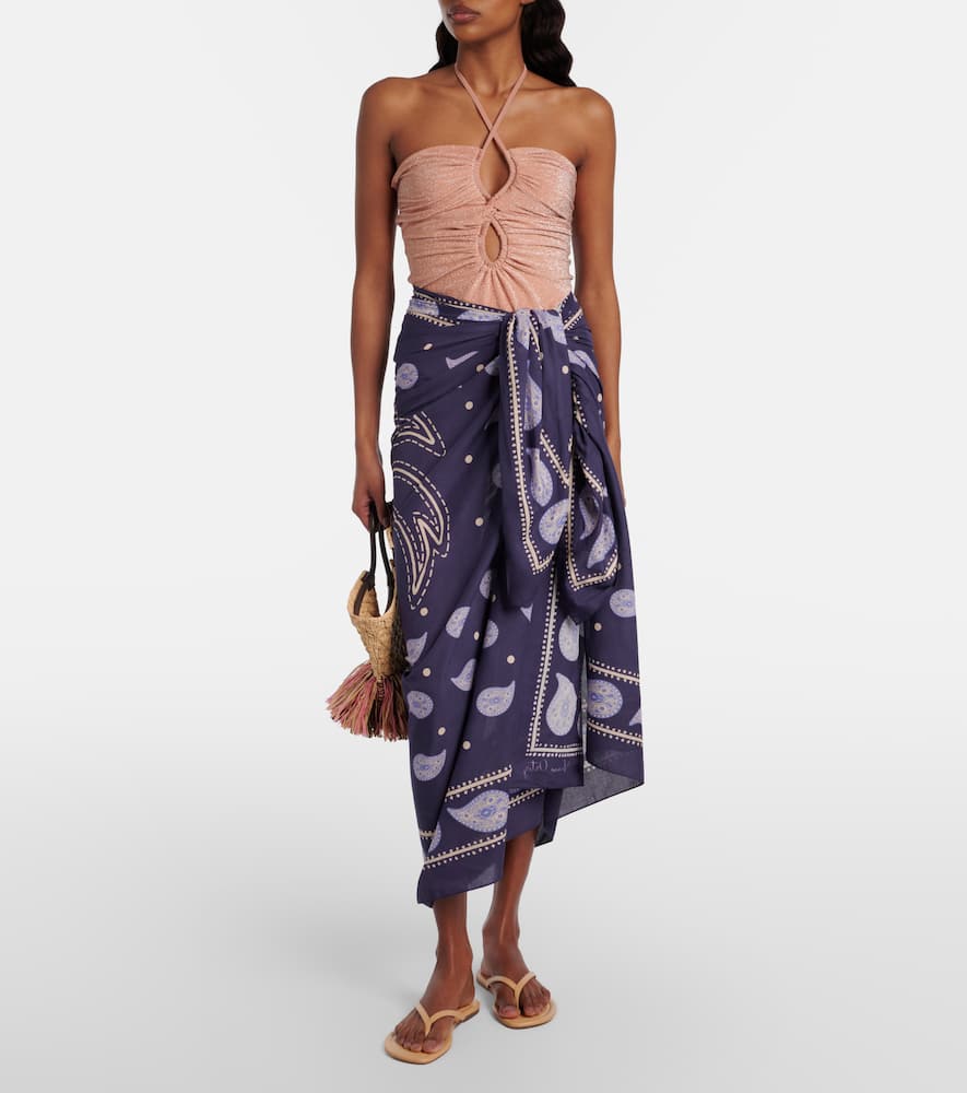 Printed cotton beach cover-up
