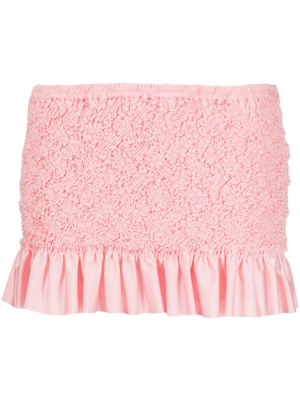Shirred ruffle-hem mini skirt - Pink