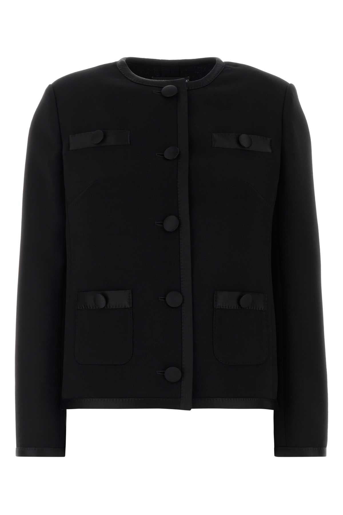 Virgin Wool Blend Blazer — Black