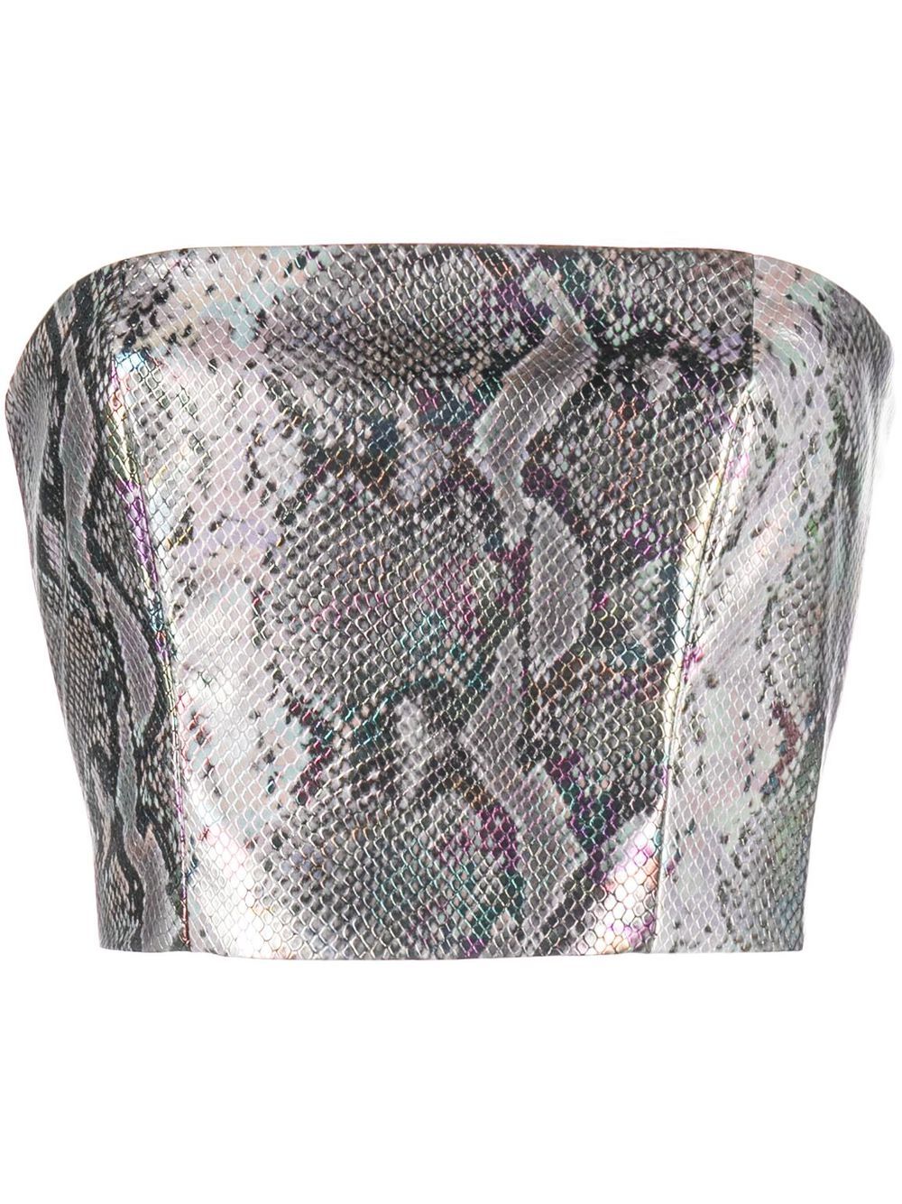 Metallic snakeskin bandeau top - Silver