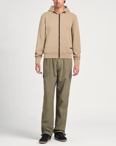 Man Sweatshirt Camel Size L Cotton, Polyester, Elastane