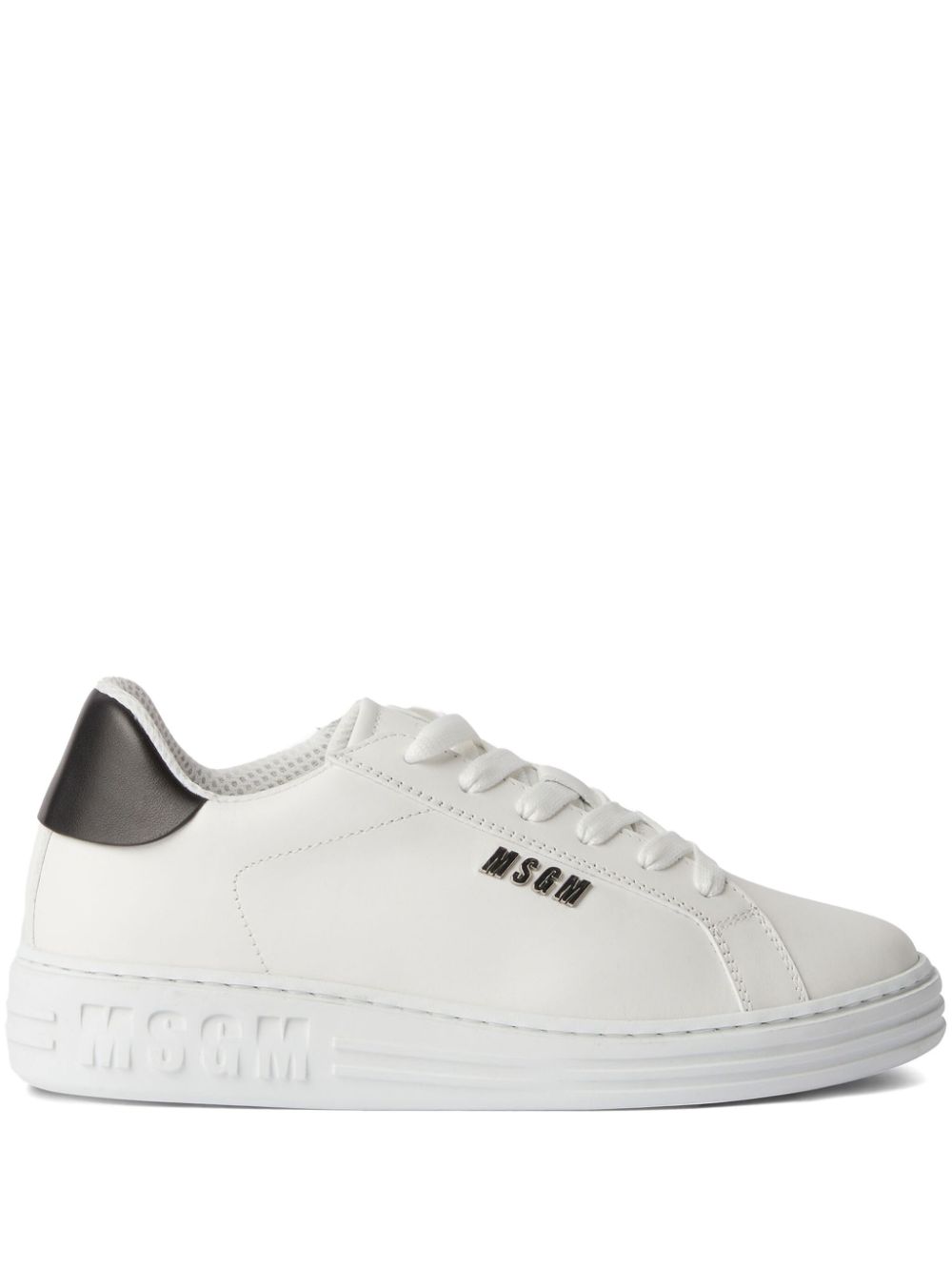 Logo-embossed leather sneakers - White