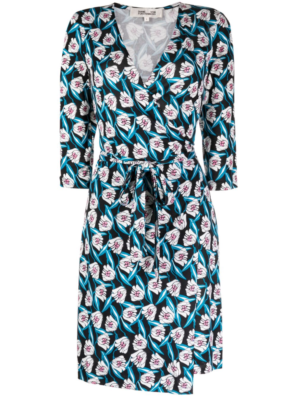 Floral-print silk minidress - Blue