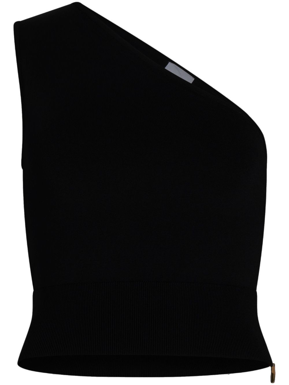 One-shoulder ribbed top - Black