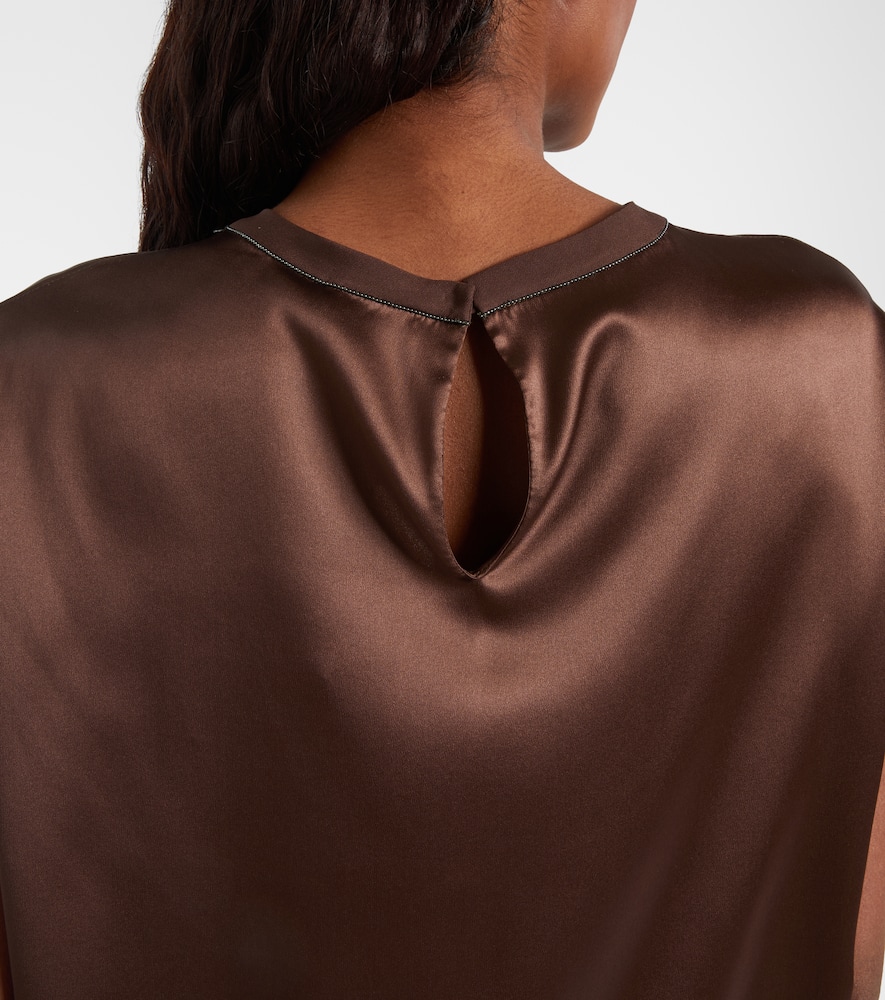 Silk-blend satin top