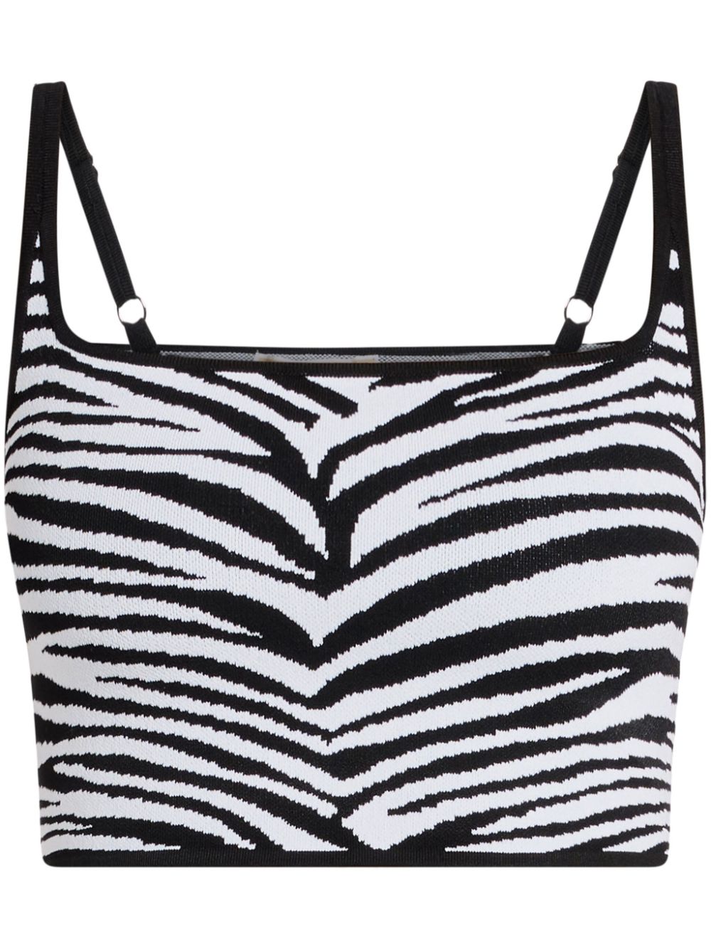 Cropped zebra-intarsia tank top - Black
