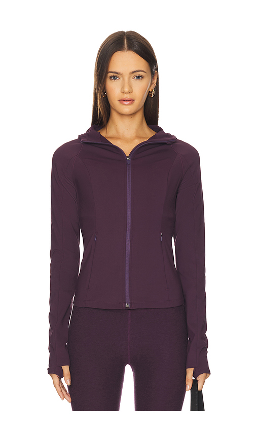 Beyond Yoga Zip Front Hooded Jacket in Eggplant Purple. XL also in L, M