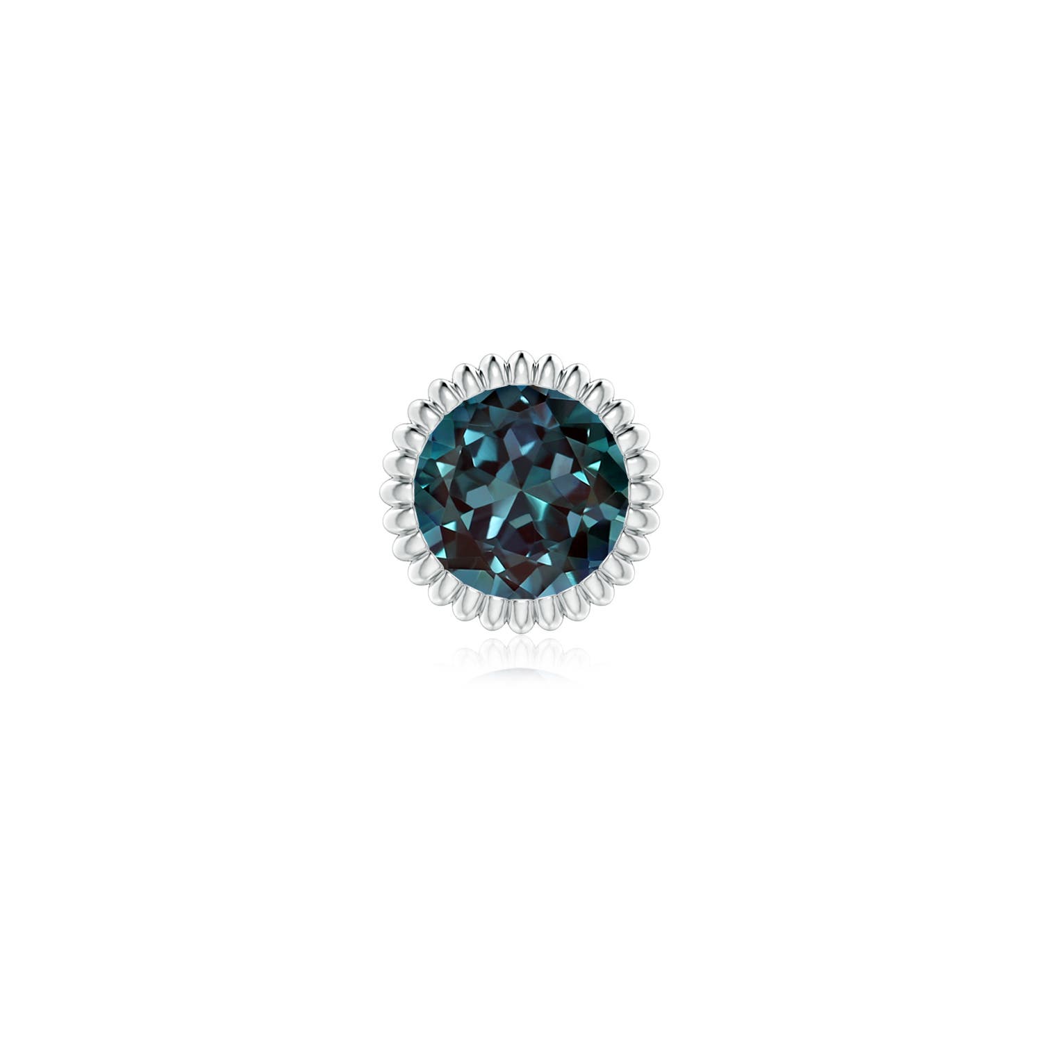 Angara 0.94 CTW Bezel-Set Solitaire Round Lab-Grown Alexandrite Beaded Halo Stud in Platinum