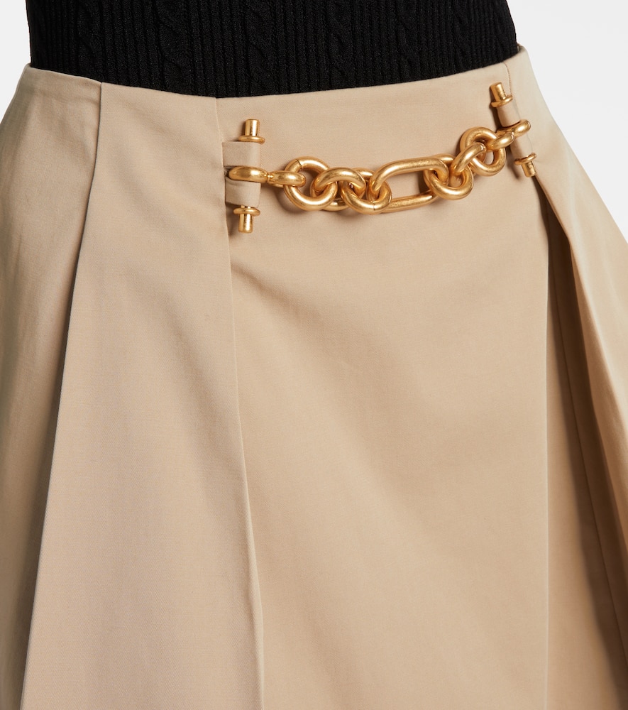 Pleated cotton gabardine miniskirt